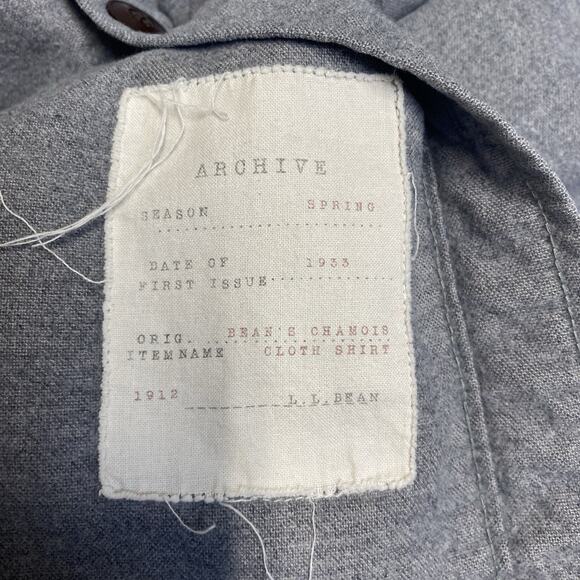 LL BEAN Signature XXL T Slim Fit Chamois Cloth 1933 Archive‎ Flannel Shirt Gray - Picture 6 of 9